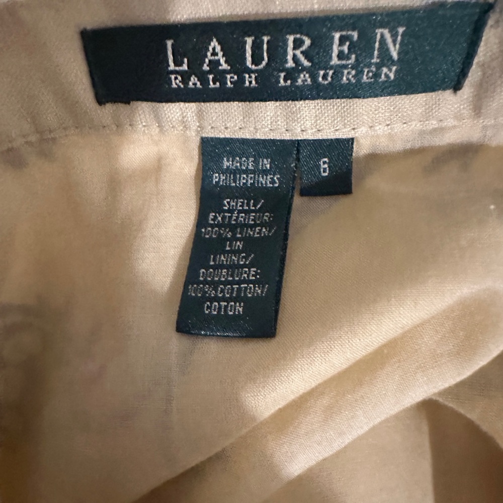 Lauren Ralph Lauren Beige Midi Skirt with Blue Floral Print - Picture 2 of 3